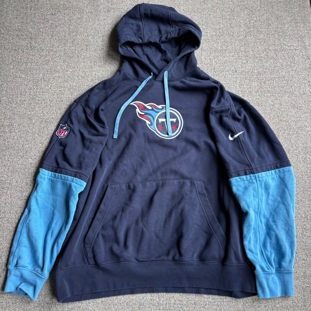 Tennessee Titans Nike Hoodie Mens XXL Navy Blue NFL Football Colorblock Pullover